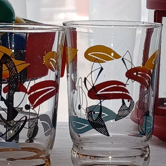 Vintage, Retro, 50s French style, small Glasses duo,  Abstract Atomic pattern - Picture 12 of 16